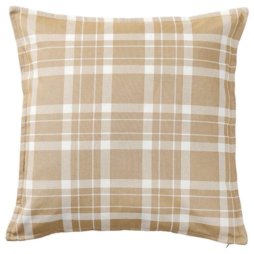 Ikea GEMSROT Cushion cover, dark beige/check, 20x20 " NEW